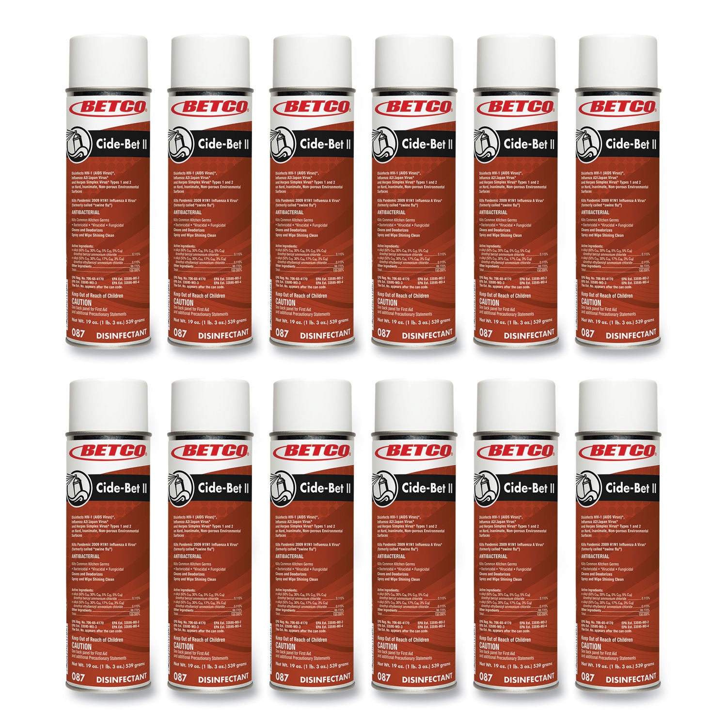 Betco Cide-Bet II Aerosol Disinfectant Spray, Floral Scent, 19 oz Aerosol Spray, 12/Carton (BET0872300)