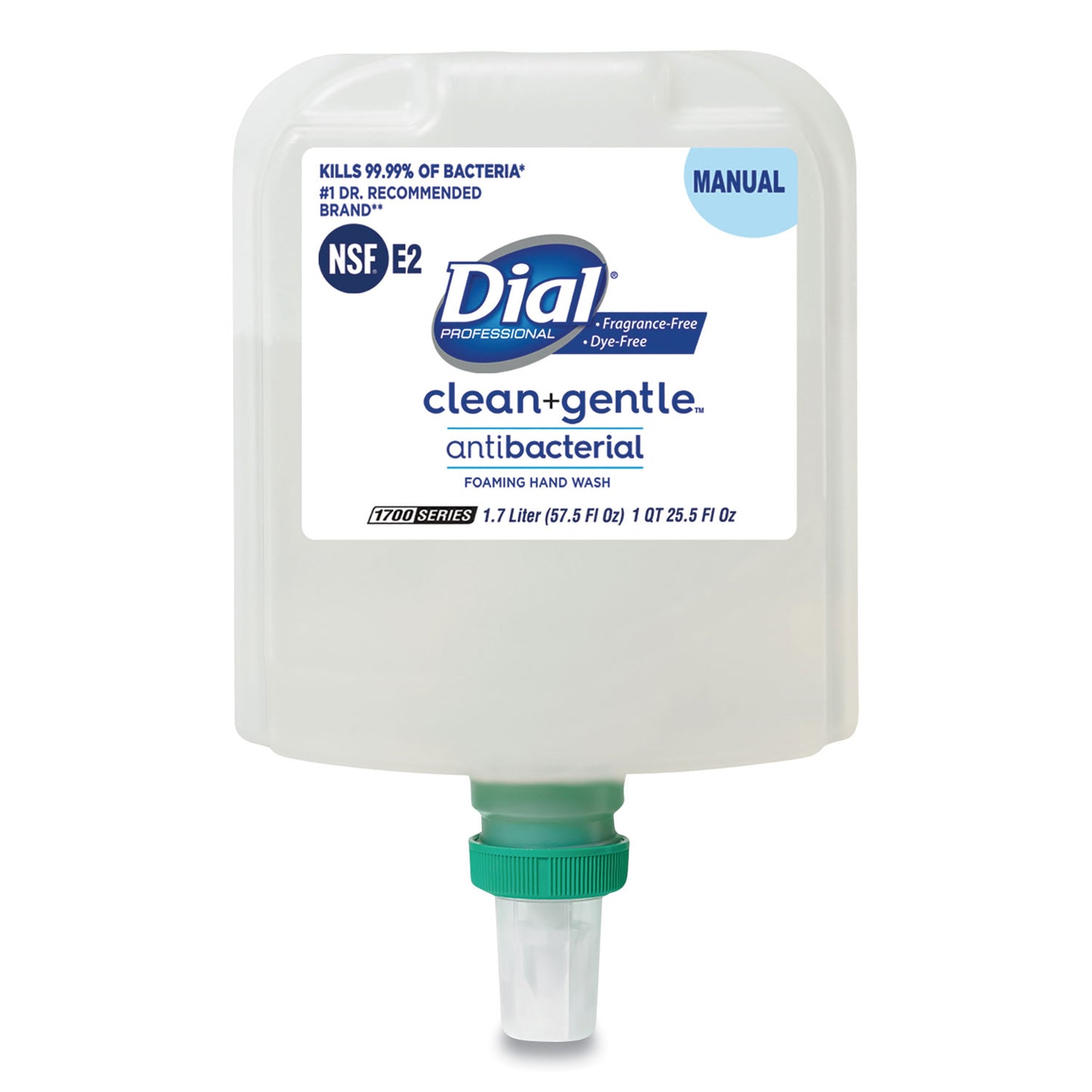 Dial Professional Clean+Gentle Antibacterial Foaming Hand Wash Refill for 1700 Dispenser, Fragrance-Free, 1.7 L, 3/Carton (DIA32094)