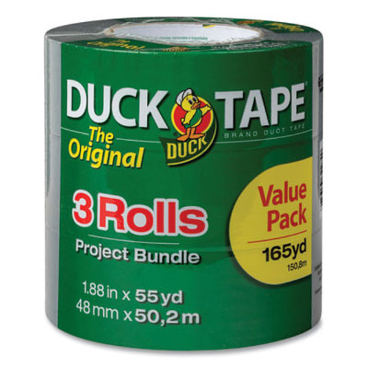 Duck Utility Duct Tape, 3" Core, 1.88" x 55 yds, Silver, 3/Pack (DUC241640)
