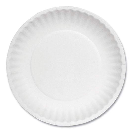 AJM Packaging White Paper Plates, 6" dia, 100/Pack, 10 Packs/Carton (AJMPP6GREWH)