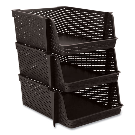Advantus Nest and Stack Open Lid Storage Bin, 13.5" x 15" x 8.5", Black, 3/Pack (AVT39221)