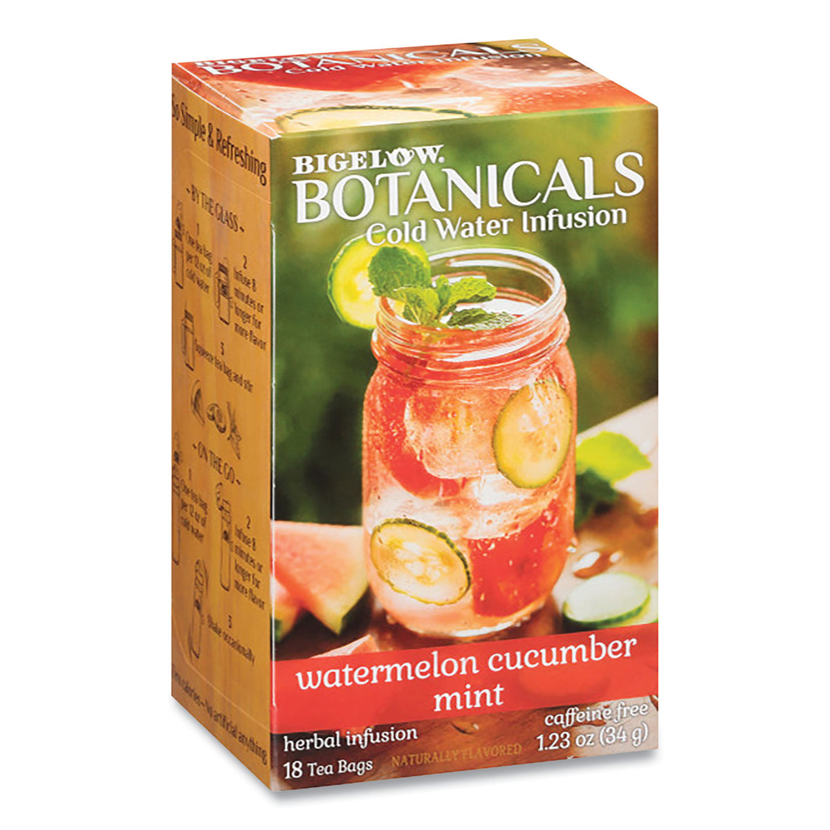 Bigelow Botanicals Watermelon Cucumber Mint Cold Water Herbal Infusion, 0.7 oz Tea Bag, 18/Box (BTC39004)