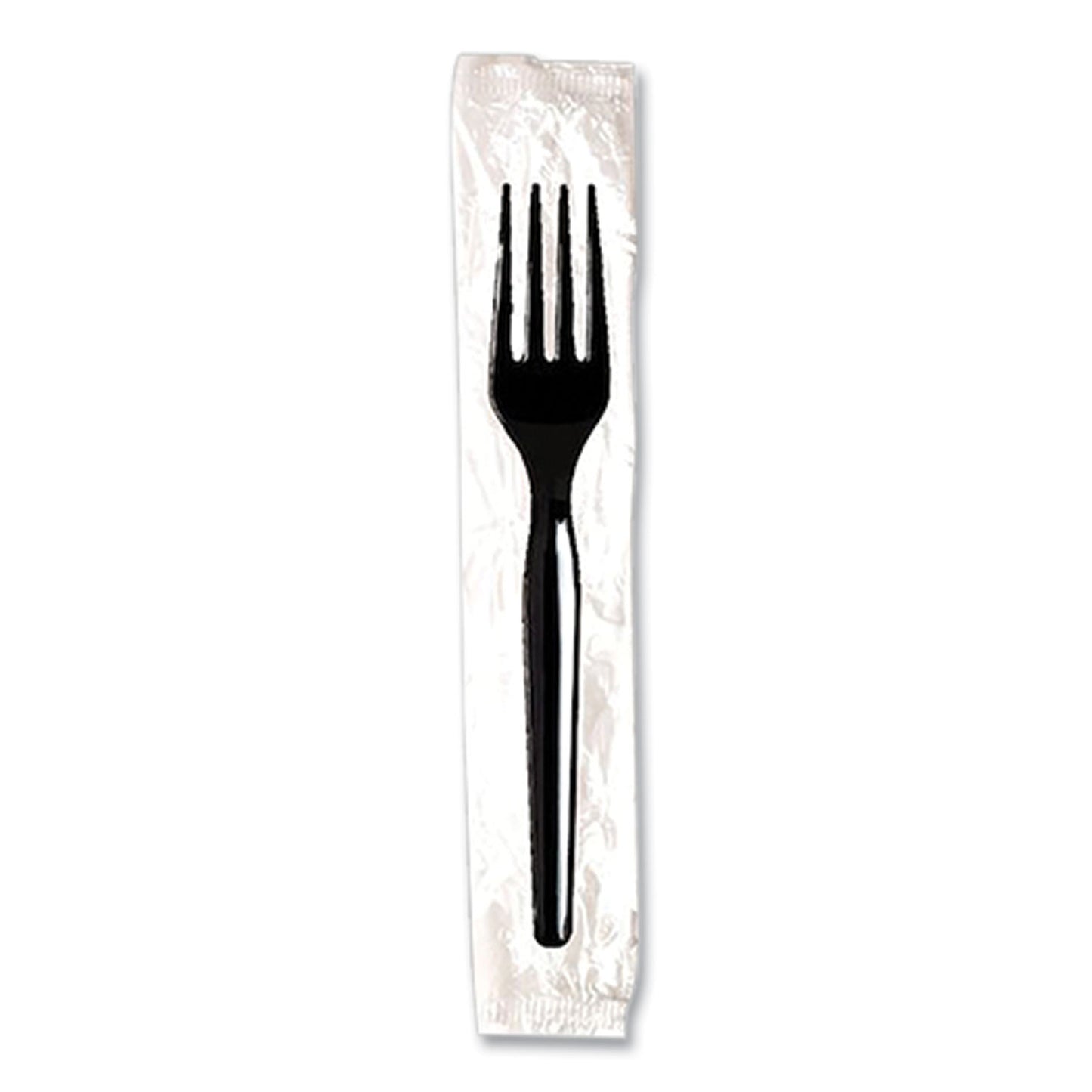 Dixie Individually Wrapped Mediumweight Polystyrene Cutlery, Fork, Black, 1,000/Carton (DXEFM53C7)