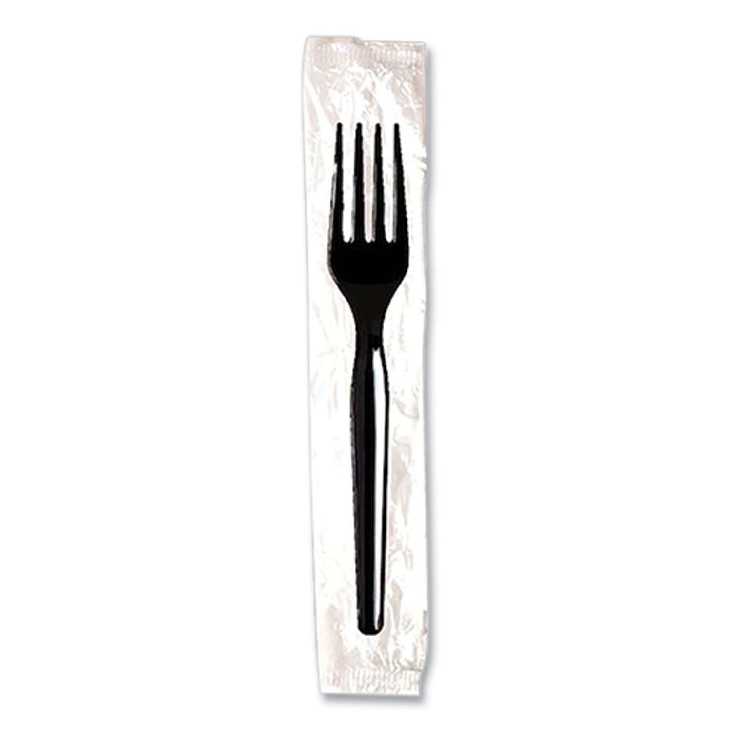 Dixie Individually Wrapped Mediumweight Polystyrene Cutlery, Fork, Black, 1,000/Carton (DXEFM53C7)