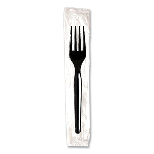 Dixie Individually Wrapped Mediumweight Polystyrene Cutlery, Fork, Black, 1,000/Carton (DXEFM53C7)