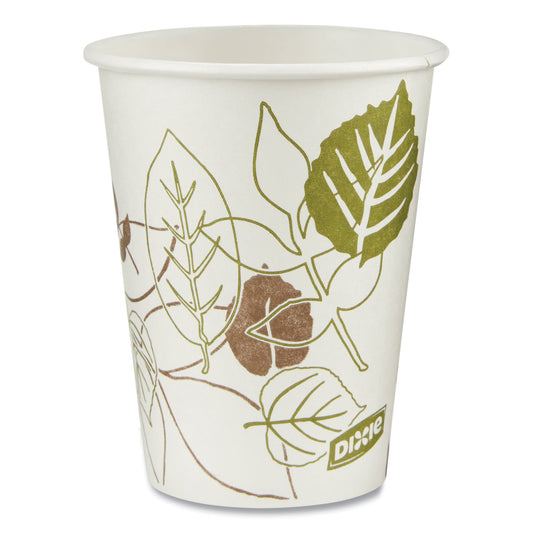 Dixie Pathways Paper Hot Cups, 8 oz, White/Green, 50/Pack (DXE2338PATHPK)