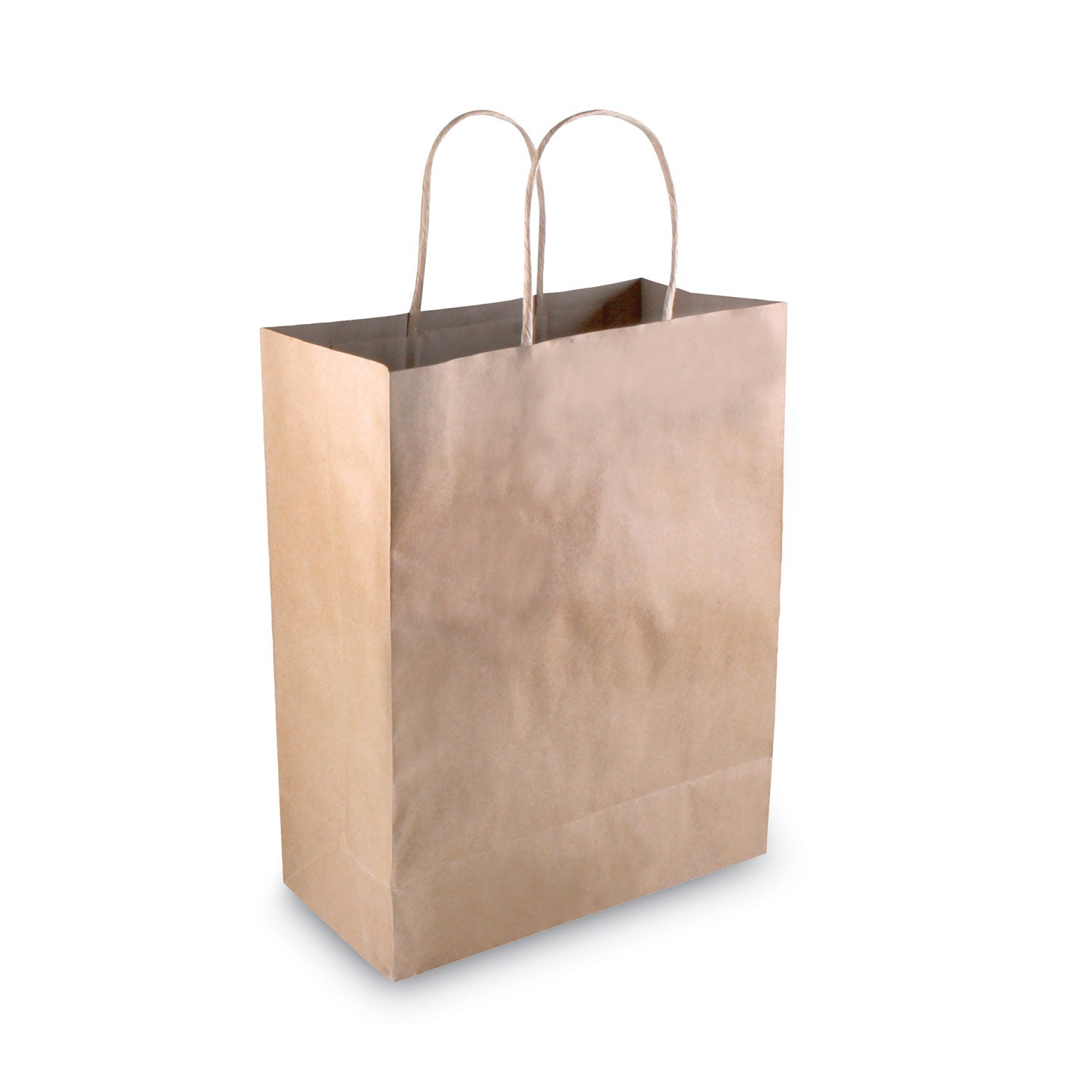 COSCO Premium Shopping Bag, Natural Twisted-Paper Handles, 8" x 4" x 10.25", Brown, 50/Box (COS098375)