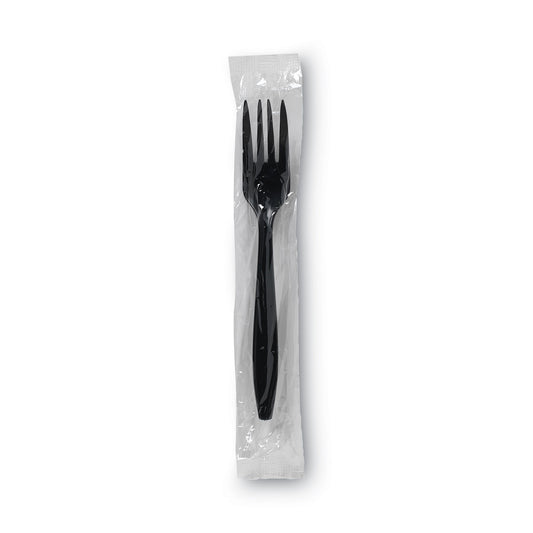 Dixie Individually Wrapped Heavyweight Forks, Polypropylene, Black, 1,000/Carton (DXEPFH53C)