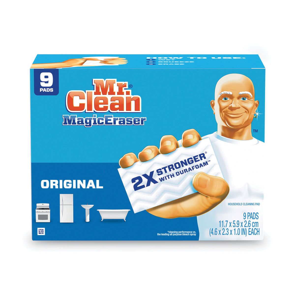Mr. Clean Magic Eraser, 4.6 x 2.4, 0.7" Thick, White, 9/Pack (PGC69516)