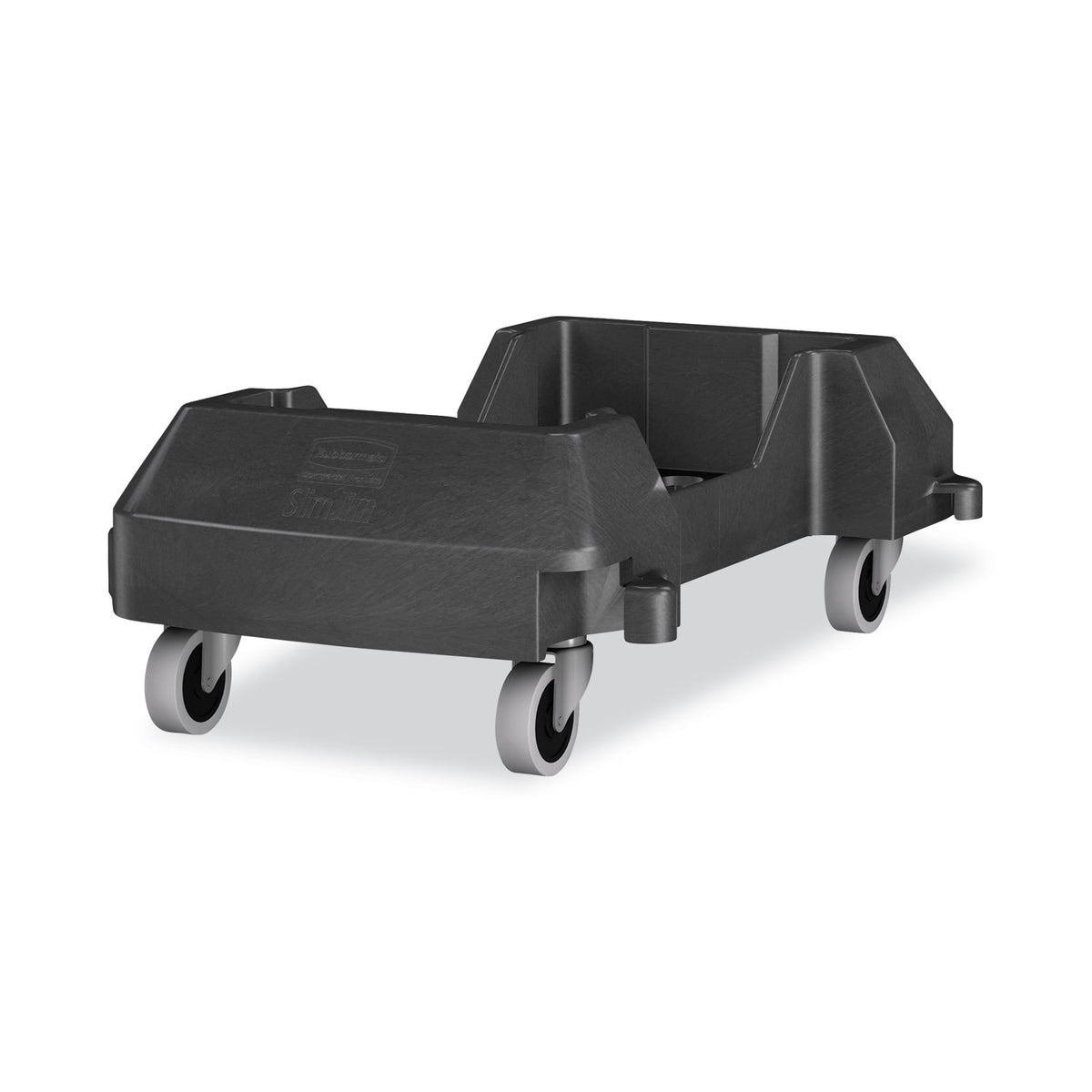 Rubbermaid Commercial Slim Jim Resin Trainable Dolly, 120 lb Capacity, 23.86 x 14.71 x 8.36, Black (RCP1980602)