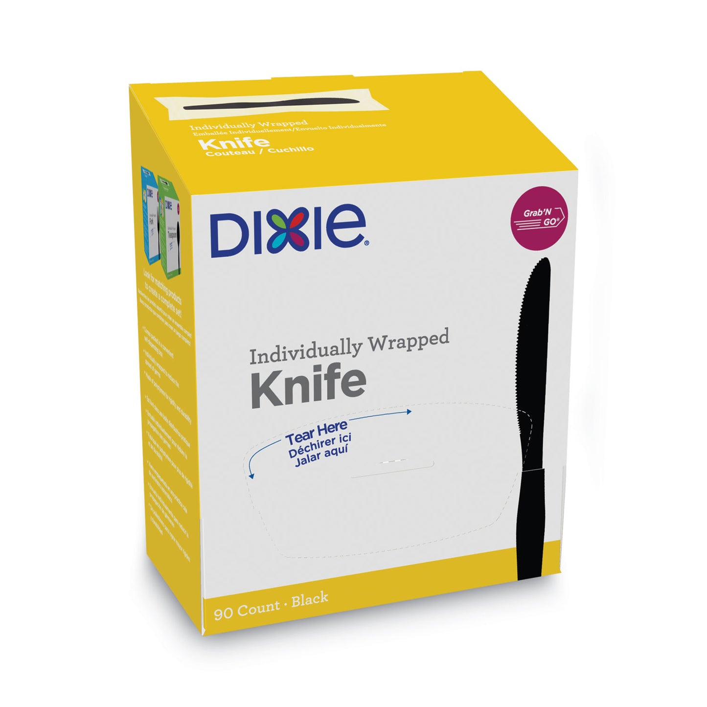 Dixie GrabN Go Wrapped Cutlery, Knives, Black, 90/Box (DXEKM5W540PK)