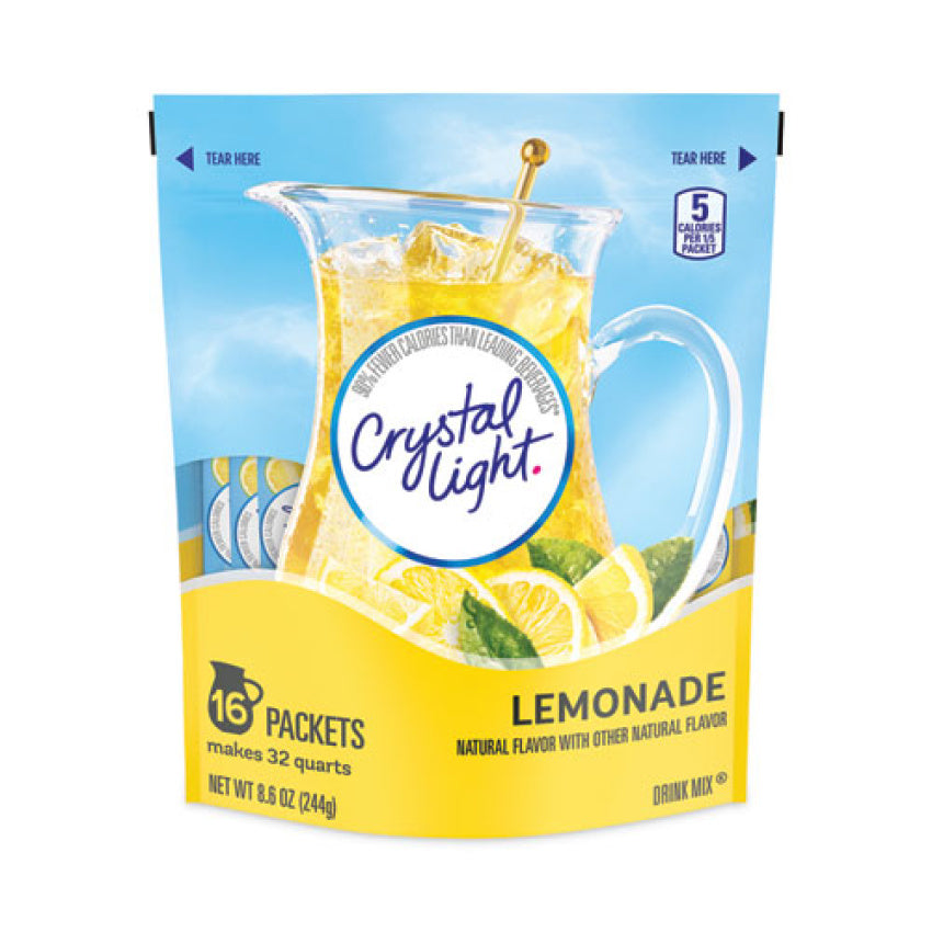 Crystal Light Flavored Drink Mix Pitcher Packs, Lemonade, 0.14 oz Packets, 16 Packets/Pouch, 1 Pouch/Carton (GRR22000552)