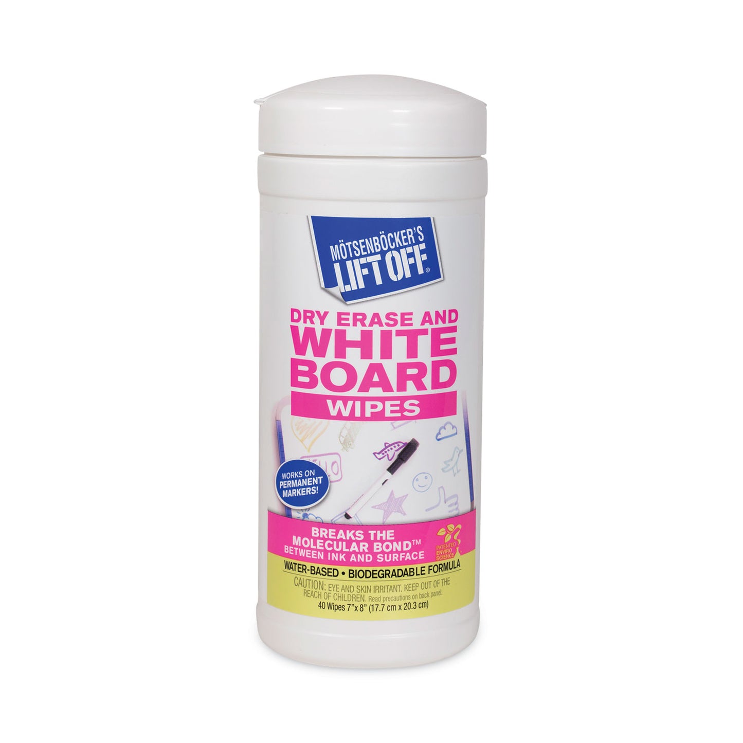 Motsenbocker's Lift-Off Dry Erase Cleaner Wipes, 7 x 12, 40/Canister (MOT42703EA)