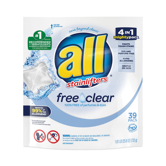 All Mighty Pacs Free and Clear Super Concentrated Laundry Detergent, 39/Pack (DIA73978EA)