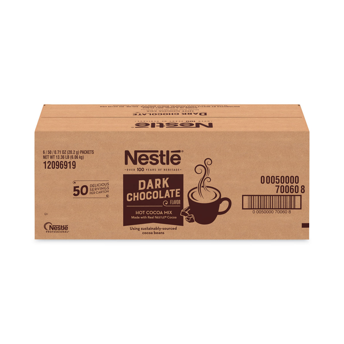 Nestl Hot Cocoa Mix, Dark Chocolate, 0.71 Packets, 50 Packets/Box, 6 Boxes/Carton (NES70060CT)