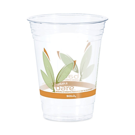 Dart Bare Eco-Forward RPET Cold Cups, 16 oz to 18 oz, Leaf Design, Clear, 50/Pack (DCCRTP16DBAREPK)