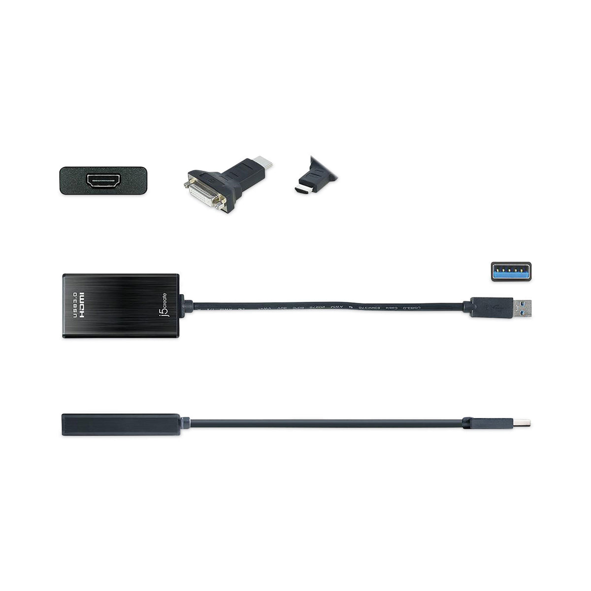 j5create USB to HDMI/DVI Adapter, 7.87", Black (JCRJUA350A)