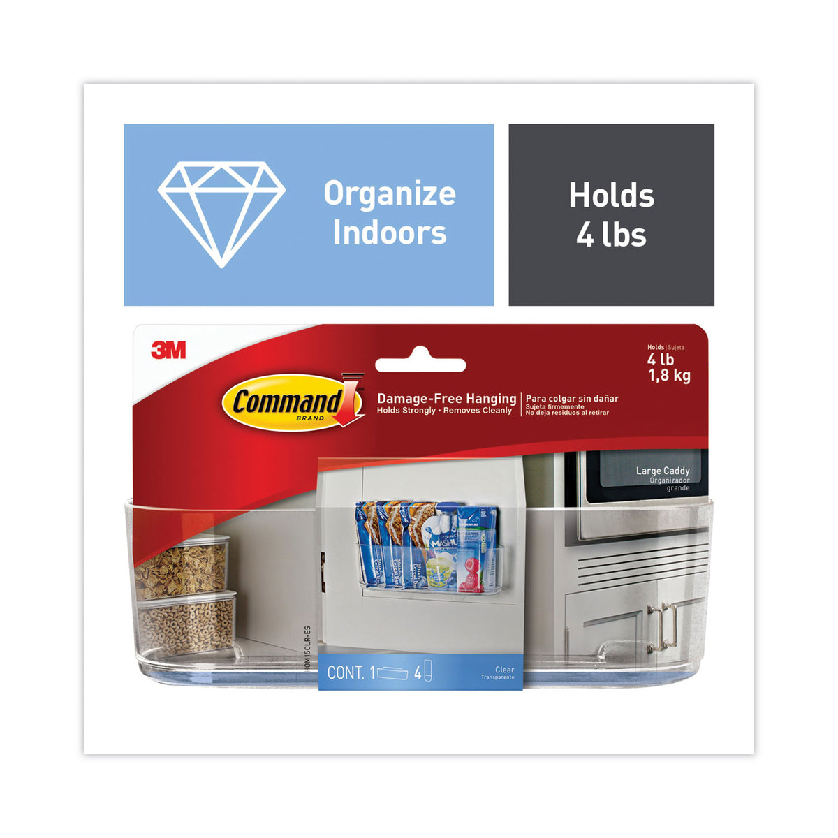 Command Large Caddy, 4 lb Capacity, 8.5"w, Clear (MMM70005143550)
