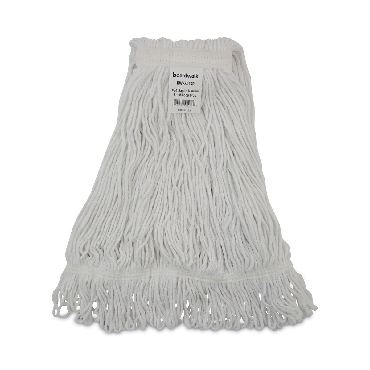 Boardwalk Pro Loop Web/Tailband Wet Mop Head, Rayon, #24 Size, White, 12/Carton (BWK4024RCT)