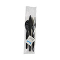 Boardwalk Six-Piece Cutlery Kit, Condiment/Fork/Knife/Napkin/Spoon, Heavyweight, Black, 250/Carton (BWKFKTNSHWPSBLA)