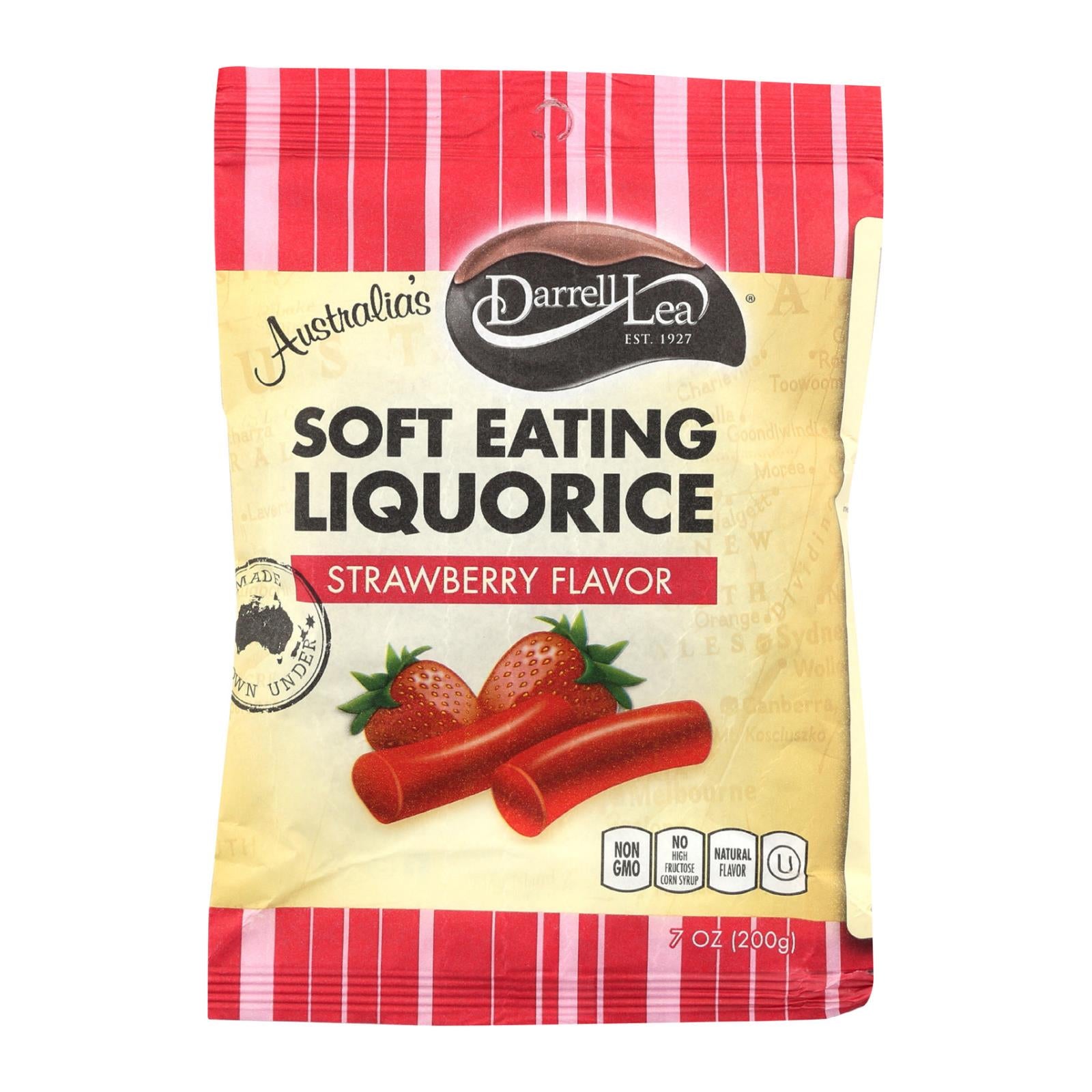 Darrell Soft Eating Liquorice - Strawberry - Case of 8 - 7 oz.