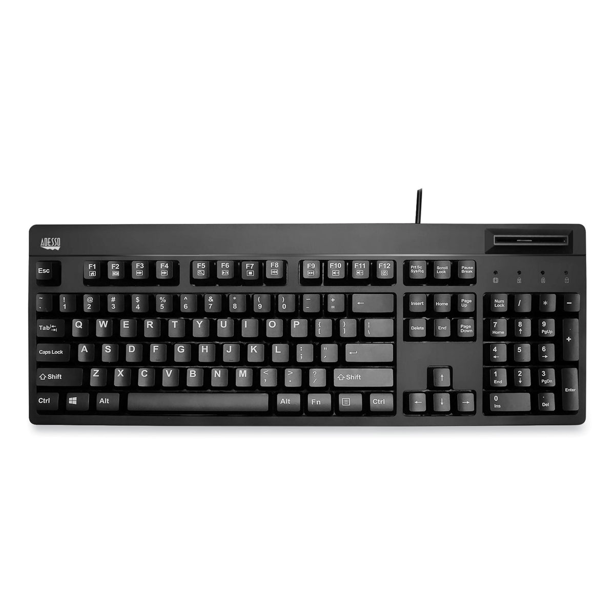 Adesso EasyTouch Smart Card Reader Keyboard AKB-630SB-TAA, 104 Keys, Black