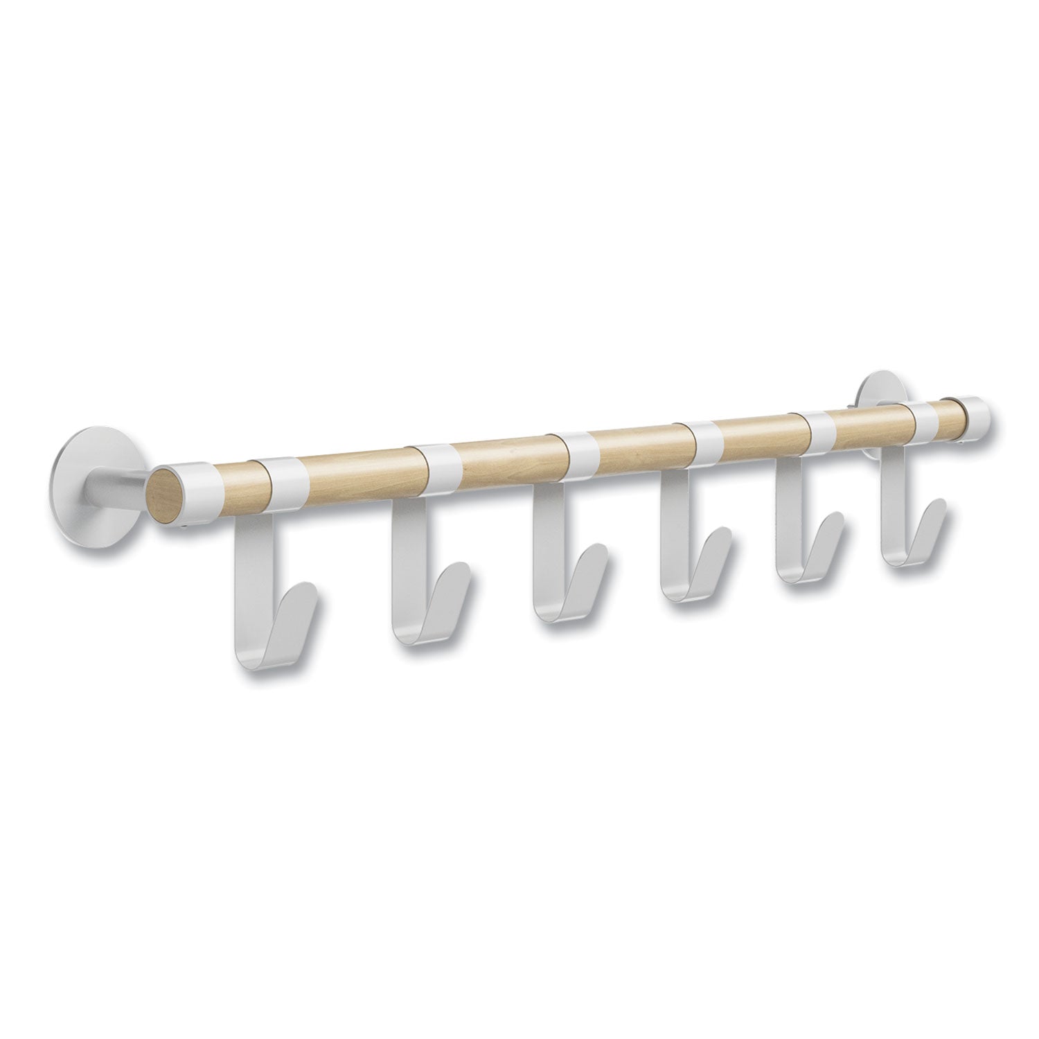 Safco Resi Coat Wall Rack, 6 Hook, 36.25w x 4.25d x 6h, White (SAF4264WH)
