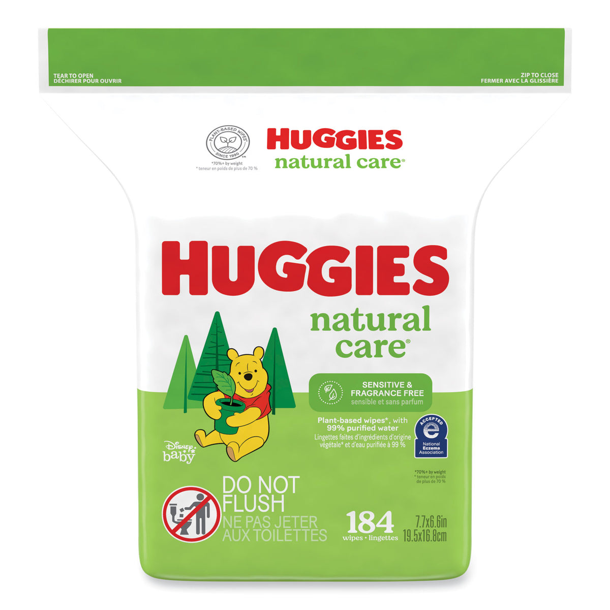 Huggies Natural Care Sensitive Baby Wipes, 1-Ply, 3.88 x 6.6, Unscented, White, 184/Pack, 3 Packs/Carton (KCC31816)