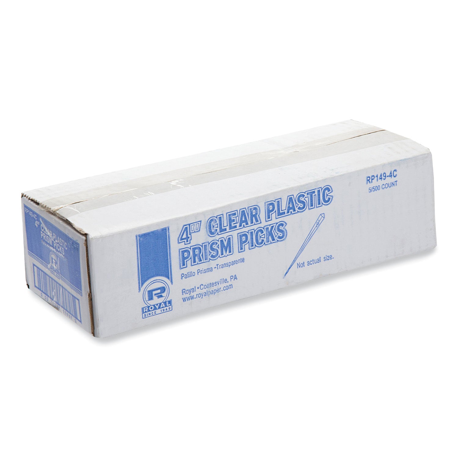 AmerCareRoyal Prism Picks, 4", Clear, 500/Box, 5 Boxes/Carton (RPPRP1494C)