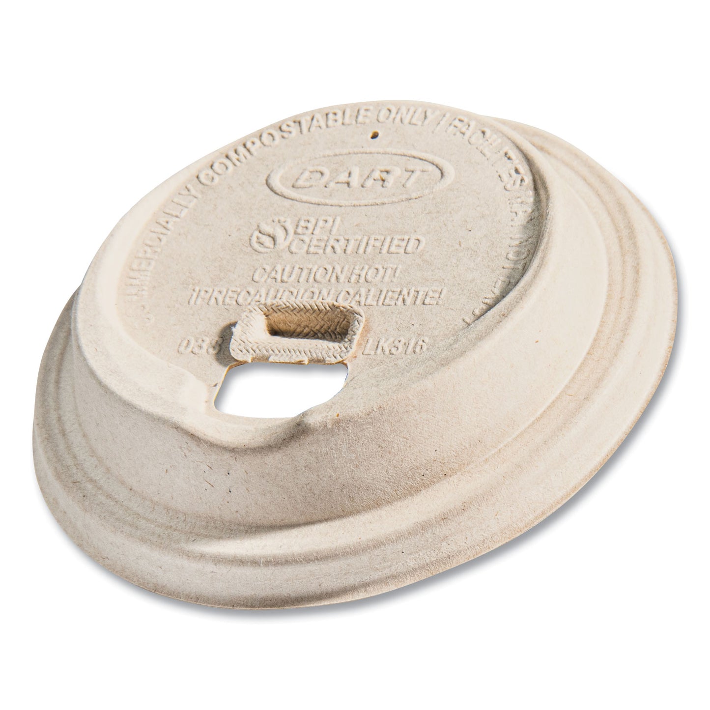 Dart Fiber Lids for Paper Cups, ProPlanet Seal, Fits 10 oz to 24 oz Cups, Tan, 1,000/Carton (DCCLK316FBR)