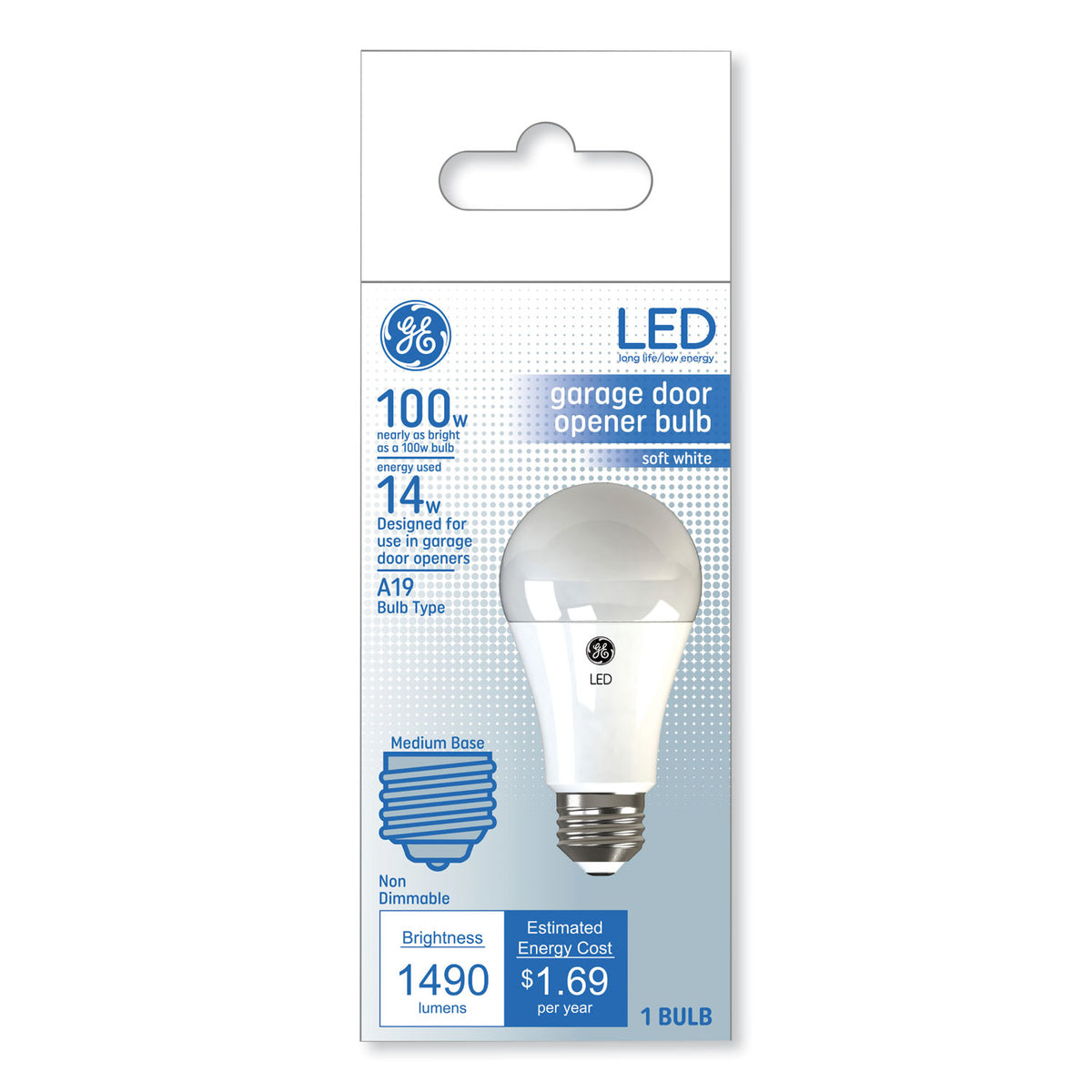 LED Soft White A19 Garage Door Opener Bulb, 14 W (GEL93116005)