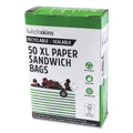 Lunchskins Paper Sandwich Bag, XL Sandwich, 7.1" x 2" x 9.4", Green Stripes/White, 50/Box (LCH865772000494)