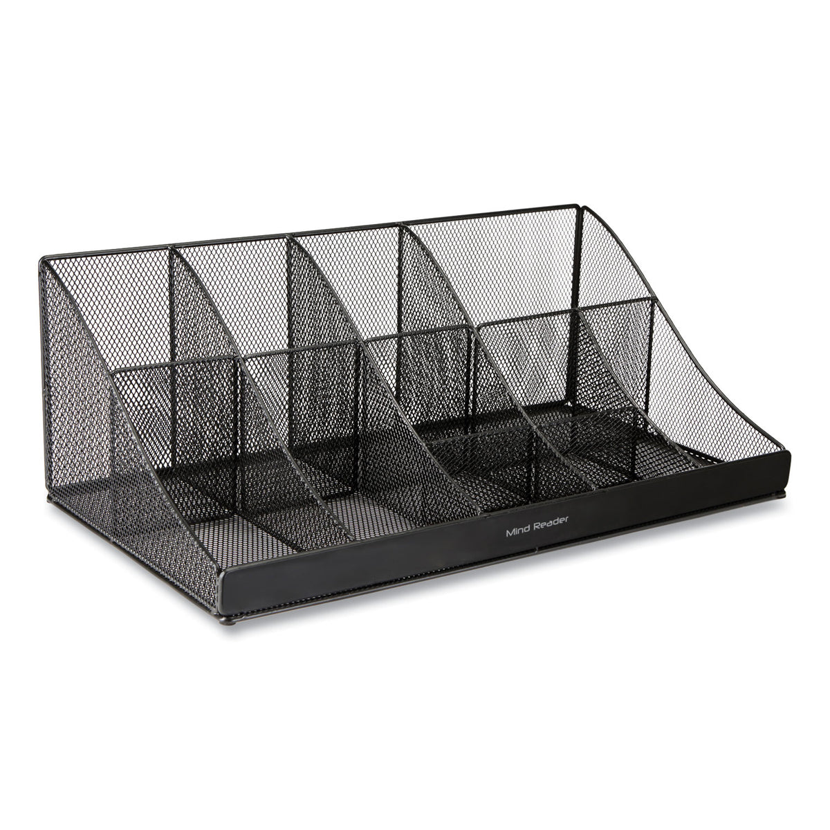 Mind Reader Network Collection 11-Compartment Coffee Cup and Condiment Countertop Organizer, 9.5 x 17.88 x 6.63, Black (EMSCOMORGMESHBL)
