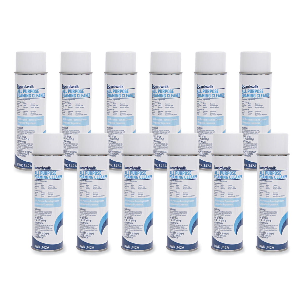 Boardwalk All-Purpose Foaming Cleaner w/Ammonia, 19 oz Aerosol Spray, 12/Carton (BWK342ACT)