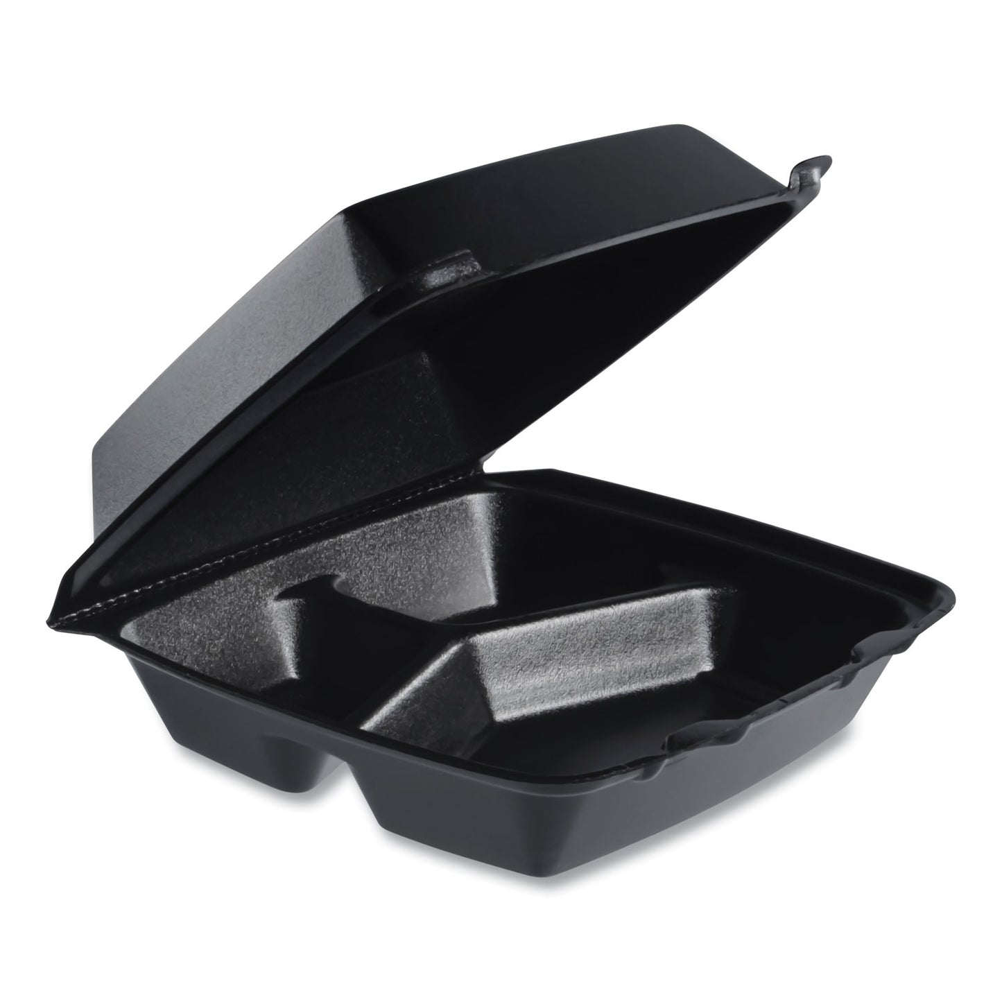 Dart Insulated Foam Hinged Lid Containers, 3 Compartments, 7.96 x 3.2 x  8.36, Black, Foam, 200/Carton (DCC85HTB3R)