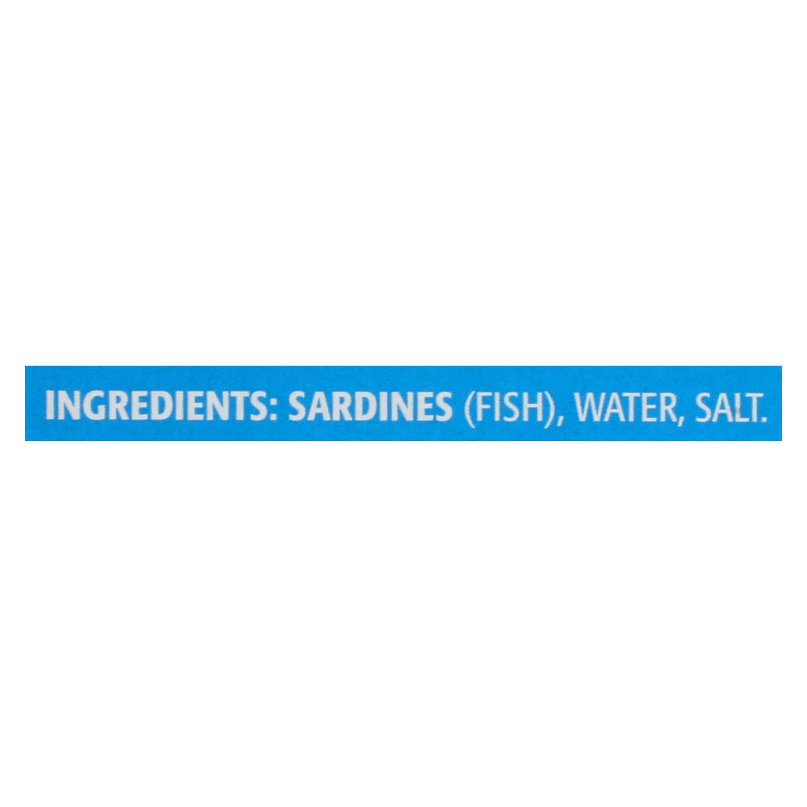 Season Brand Sardines - Skinless And Boneless - In Water - Salt Added - 3.75 Oz - Case Of 12