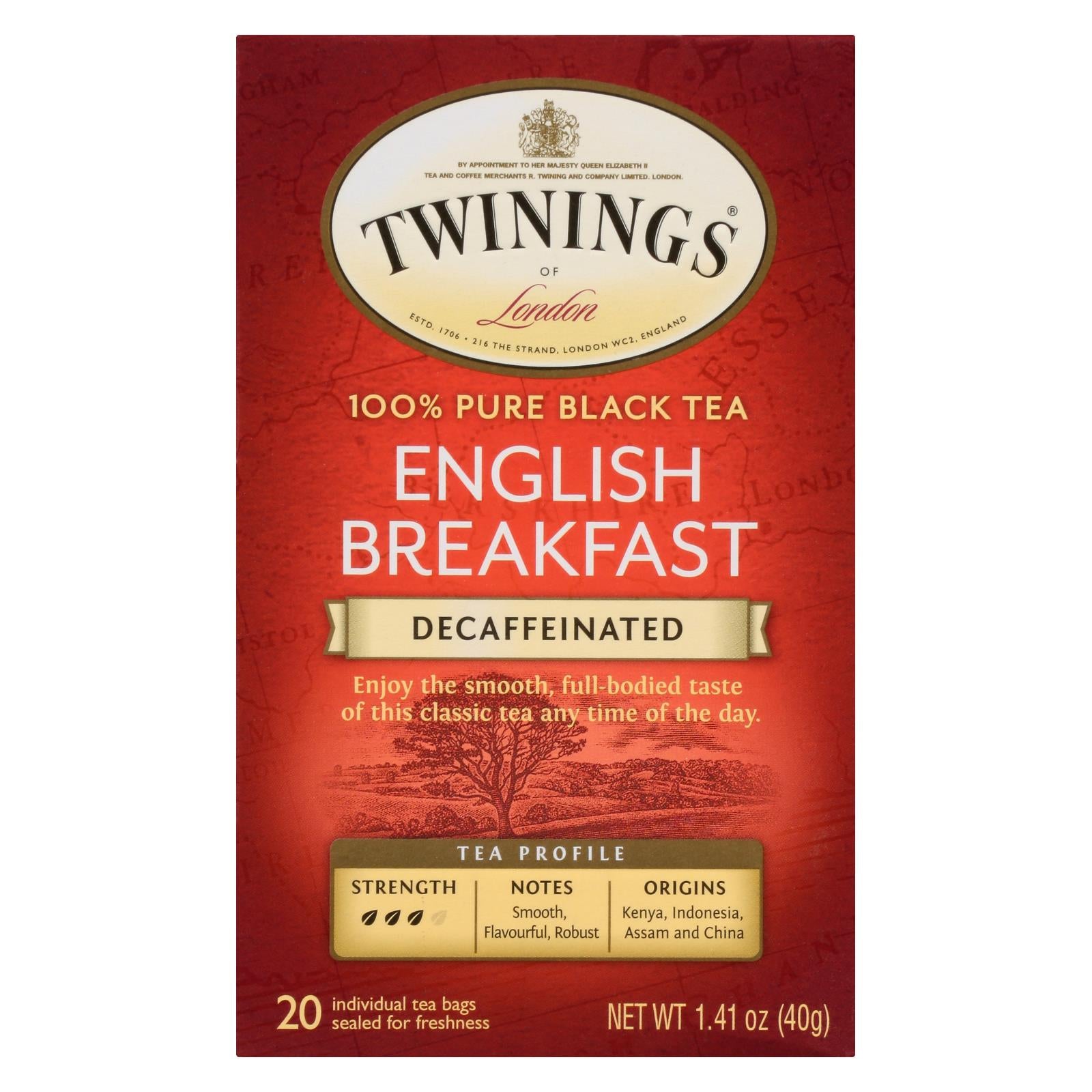 Twinings Tea Breakfast Tea - English Decaffeinated - Case Of 6 - 20 Bags