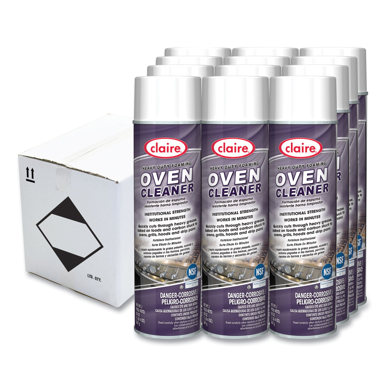 Claire Heavy Duty Foaming Oven Cleaner, 20 oz Aerosol Spray, 12/Carton (CGC824)