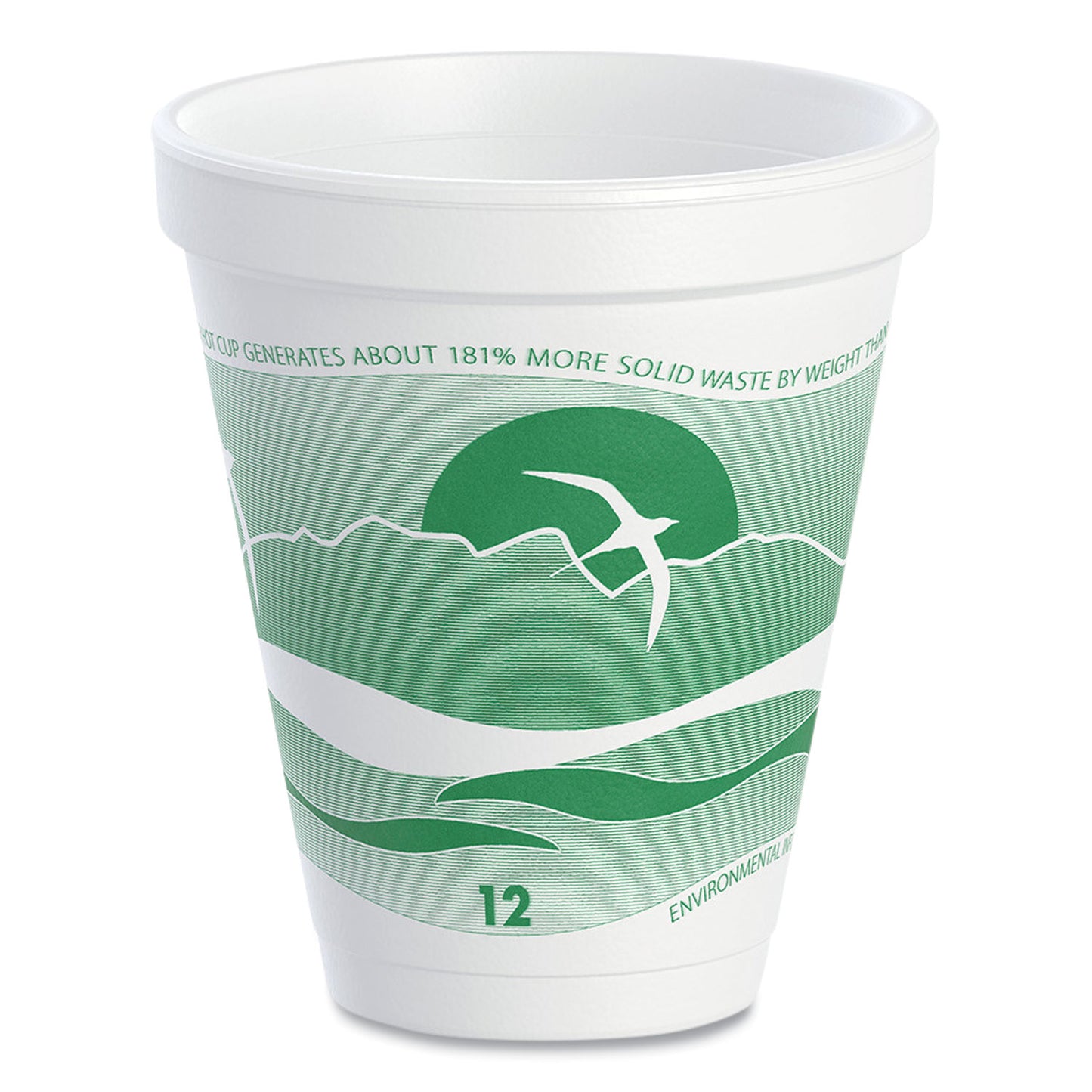 Dart Horizon Hot/Cold Foam Drinking Cups, 12 oz, Green/White, 25/Bag, 40 Bags/Carton (DCC12J16H)