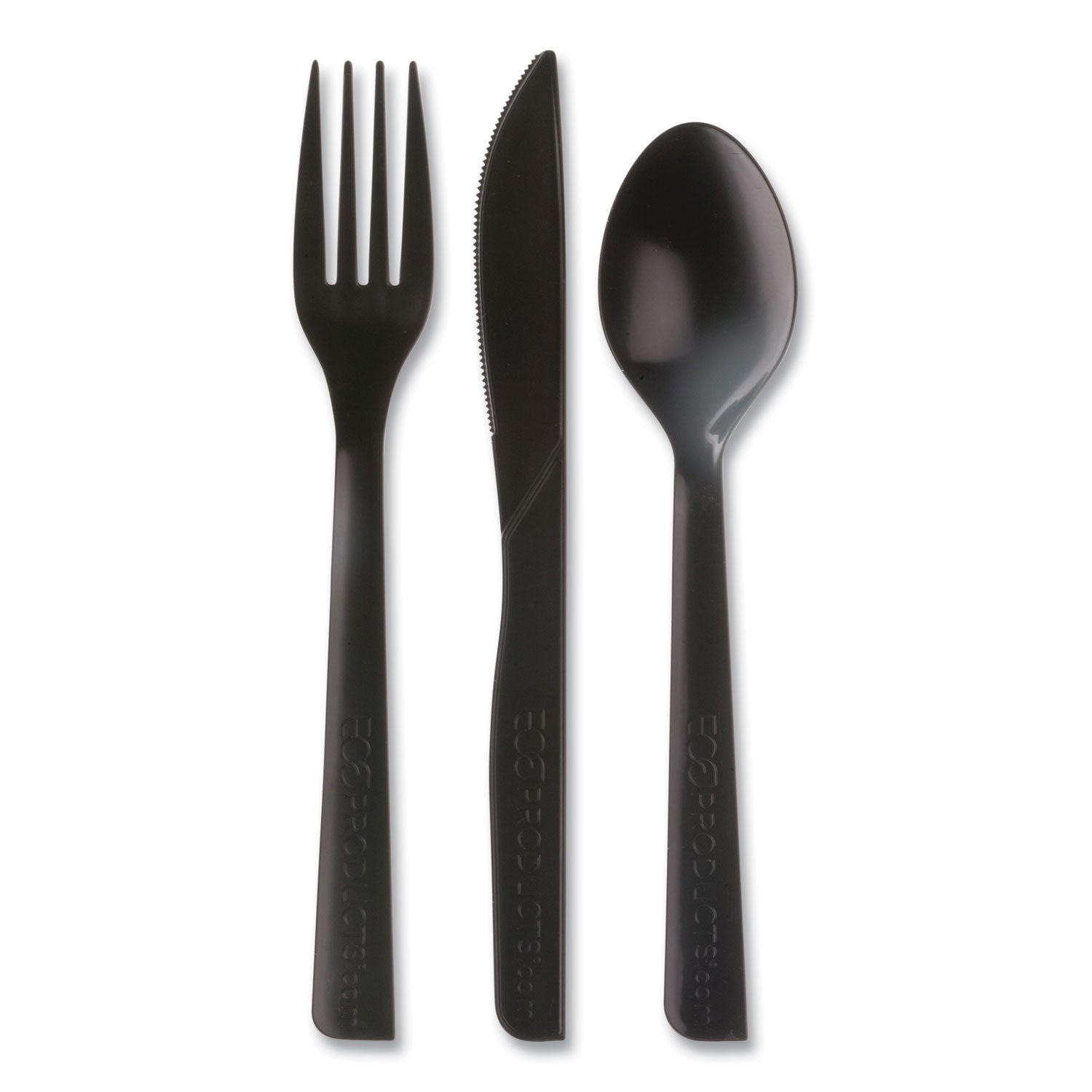 Eco-Products 100% Recycled Content Cutlery Kit, Fork/Knife/Soup Spoon/Teaspoon6", Black, 250 Kits/Carton (ECOEPS115)
