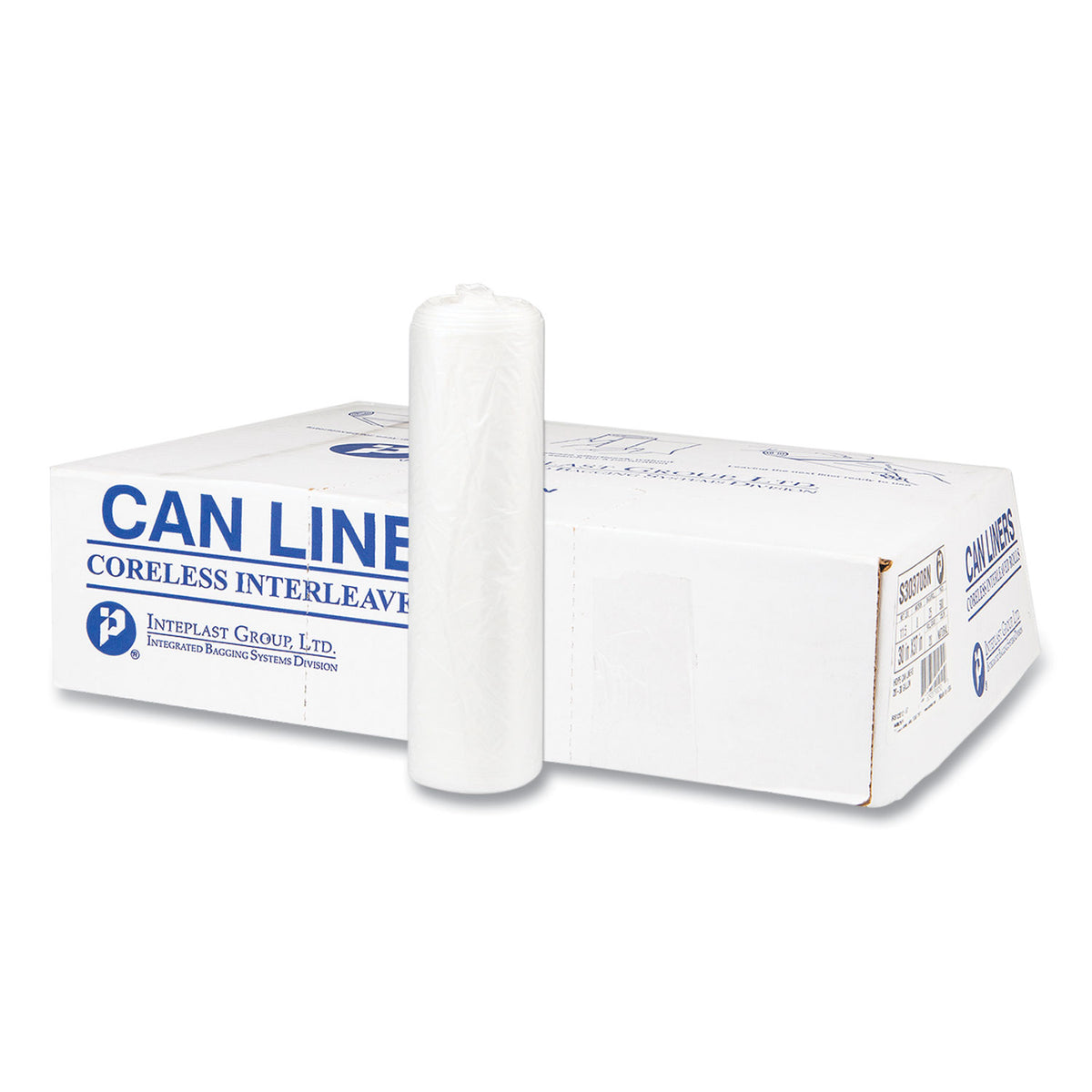 Inteplast Group High-Density Commercial Can Liners, 56 gal, 22 mic, 43" x 48", Natural, Interleaved Roll, 25 Bags/Roll, 8 Rolls/Carton (IBSS434822N)