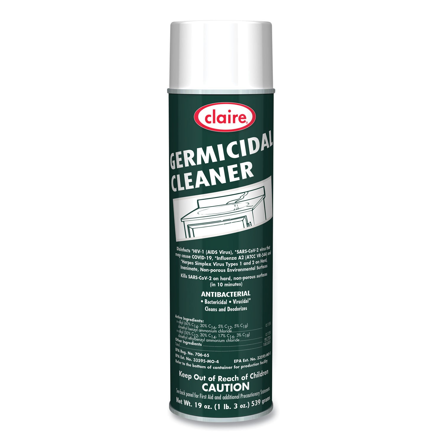 Claire Germicidal Cleaner, Floral Scent, 19 oz Aerosol Spray (CGC873EA)
