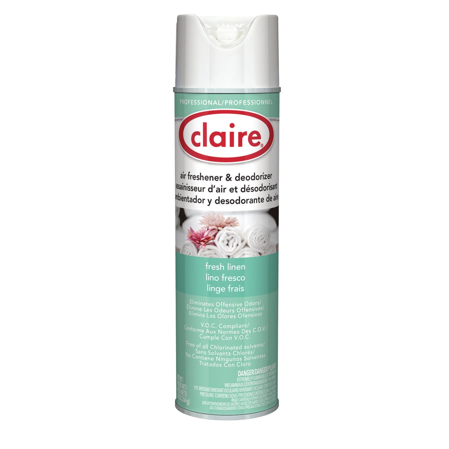 Claire Aerosol Air Freshener and Deodorizer, Fresh Linen, 10 oz Aerosol Spray, 12 Cans (CGC163)