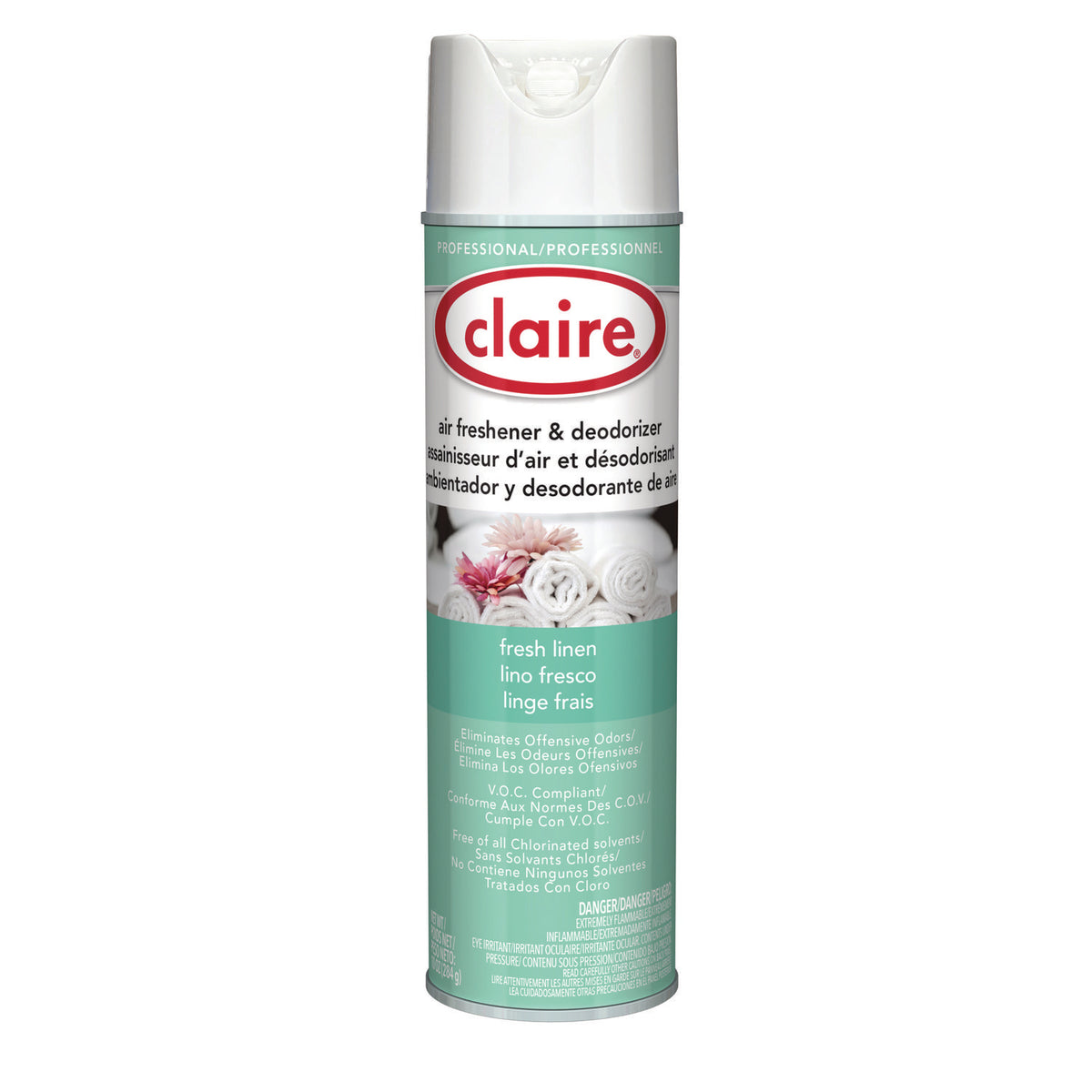 Claire Aerosol Air Freshener and Deodorizer, Fresh Linen, 10 oz Aerosol Spray, 12 Cans (CGC163)