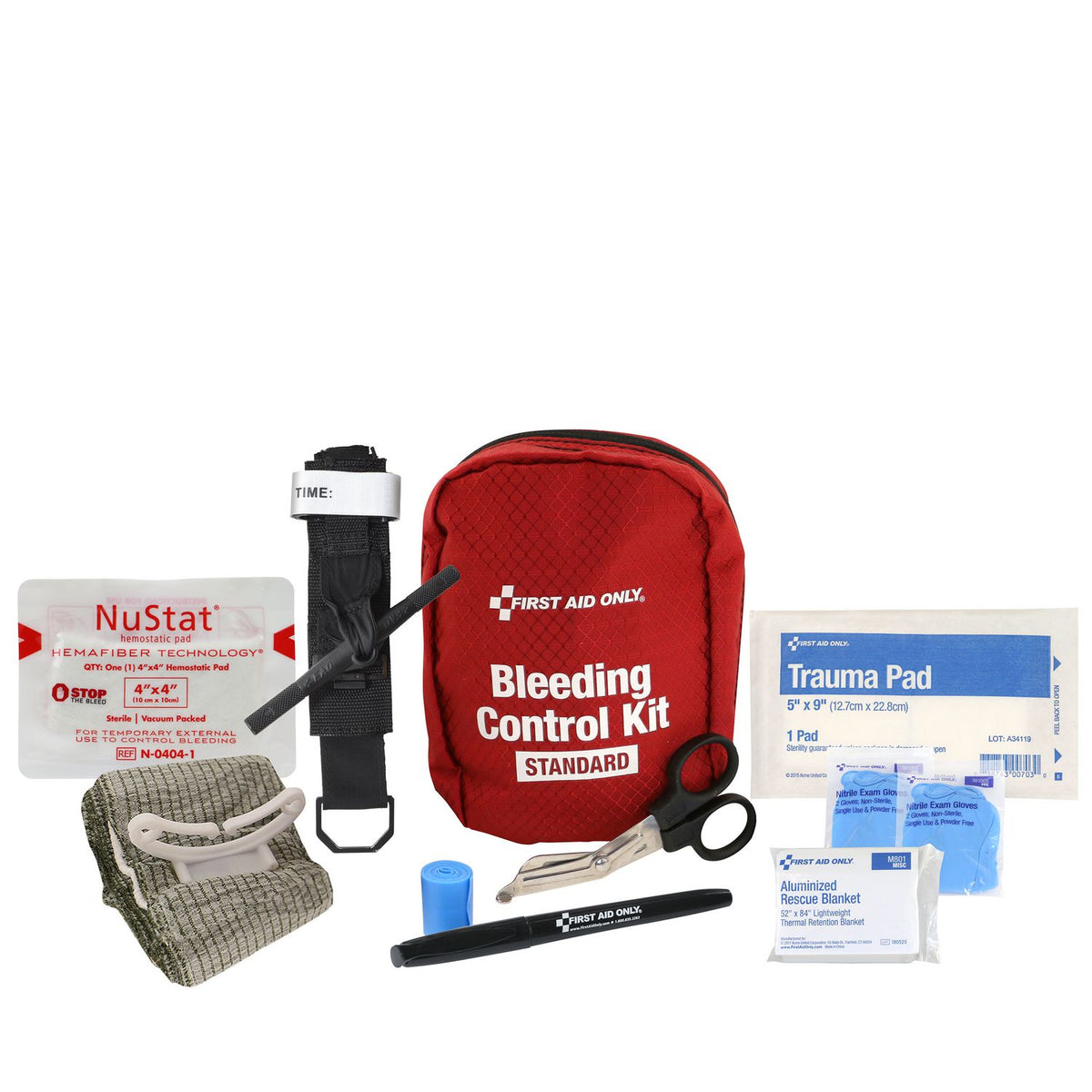 First Aid Only Standard Pro Bleeding Control Kit, 14 Pieces, Fabric Case (91136)