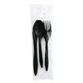 Boardwalk Three-Piece Cutlery Kit, Fork/Knife/Teaspoon, Polystyrene, Black, 250/Carton (BWK3KITBLPS)