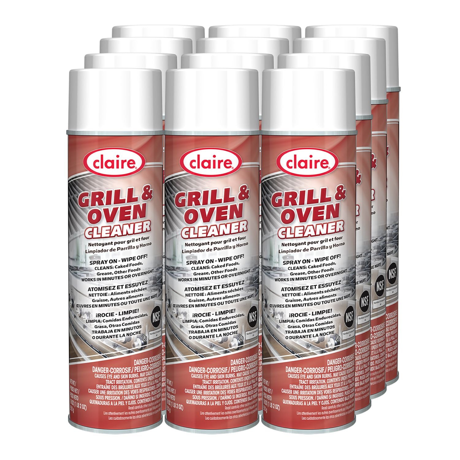 Claire Grill and Oven Cleaner, 18 oz Aerosol Spray, 12/Carton (CGC826)