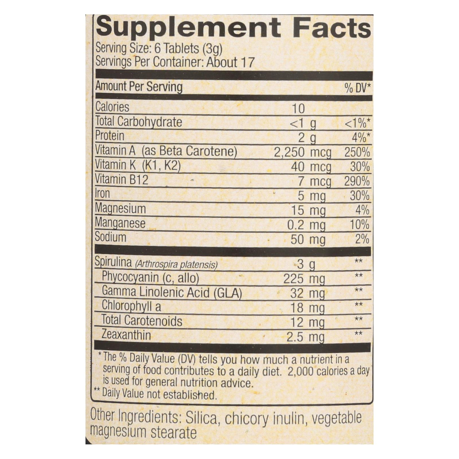 Nutrex Hawaii Pure Hawaiian Spirulina Pacifica - 500 Mg - 100 Tablets