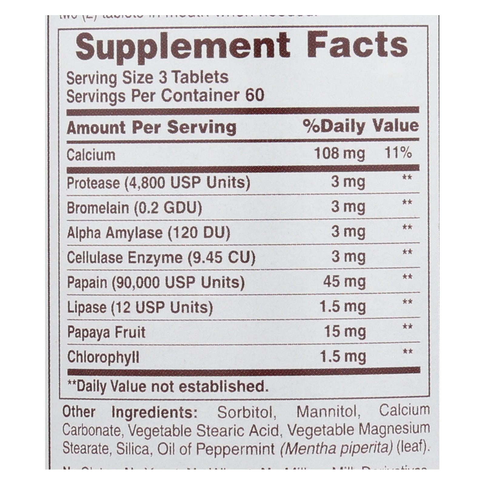 American Health - Super Papaya Enzyme Plus Chewable - 180 Chewable Tablets