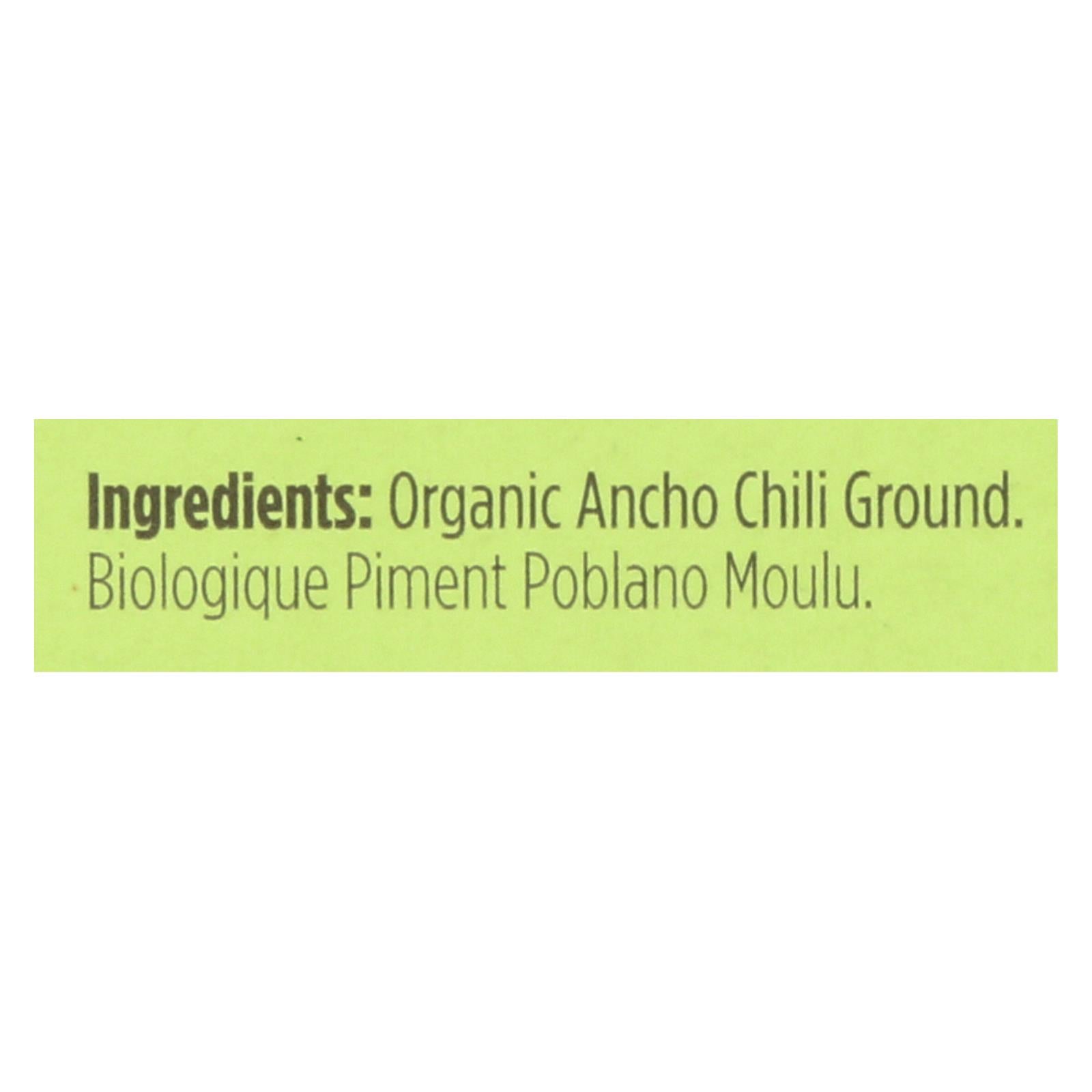 Spicely Organics - Organic Ancho Chili - Ground - Case Of 6 - 0.45 Oz.